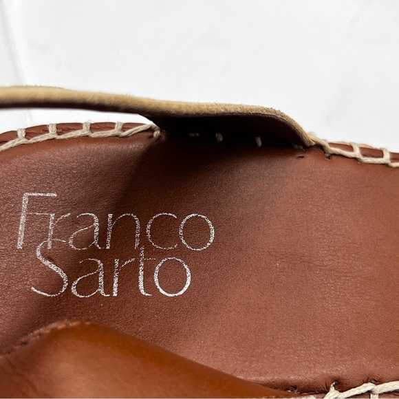 Franco Sarto Pellia Espadrille Sandals Size 10M Sand Suede Wedge Ankle Strap - Picture 9 of 10